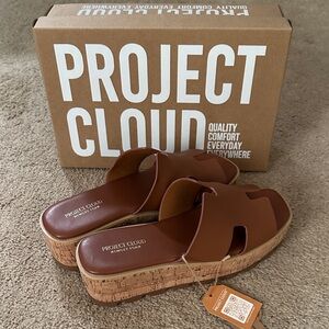 Project Cloud Women's Brown Cork Platform Slide Mila Sandals